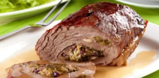 Receita de Carne Assada Recheada de Escarola e Queijo | Amo Receita