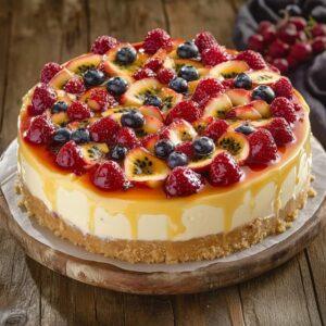 Torta de Maracujá com Frutas Vermelhas e Crosta de Castanha-do-Pará | Amo Receita