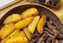 Receita de Bife com Batata Rústica na Manteiga | Amo Receita