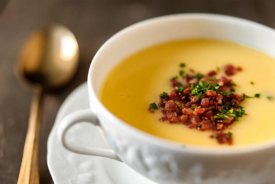 Receita de Creme de mandioquinha com bacon | Amo Receita