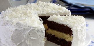 Bolo de chocolate com recheio de trufa de coco Receita de Bolo de chocolate com recheio de trufa de coco | Amo Receita