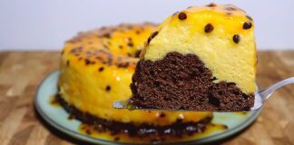 Receita de Bolo-pudim de chocolate com maracujá | Amo Receita
