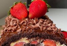 Rocambole de morango com chocolate | Amo Receita