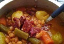 Feijão com Maxixe, Batatas, Carne Seca, Cenoura e Vagem
