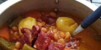 Feijão com Maxixe, Batatas, Carne Seca, Cenoura e Vagem