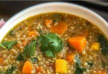 Receita de Sopa Vegetariana de Lentilhas e Quinoa | Amo Receita